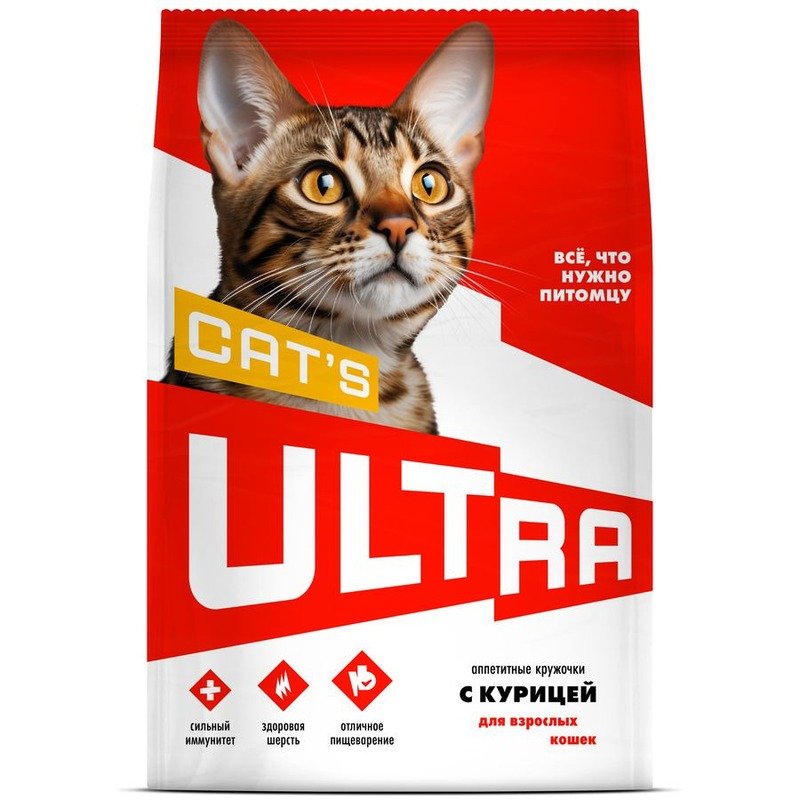 Ultra сухой корм для взроcлых кошек, с курицей - 1,500 кг