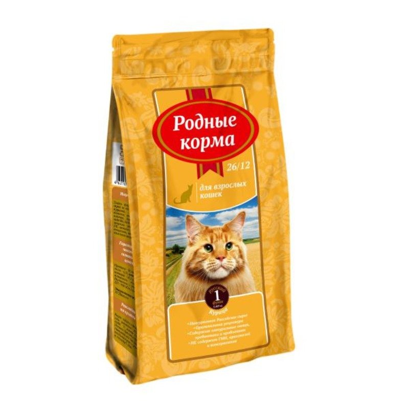 Родные корма сухой корм для взрослых кошек с курицей – 1 русский фунт (409 г)