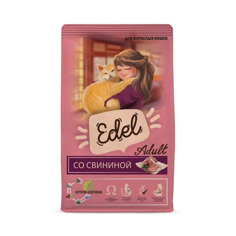 Edel Adult Pork сухой корм для взрослых кошек, со свининой – 10 кг