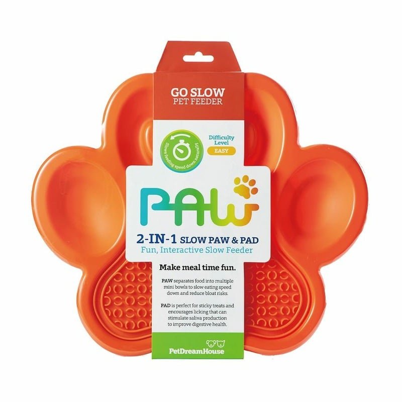 PetDreamHouse Paw 2 in 1 Slow Feeder & Lick Pad Orange Easy Миска для медленного кормления 2 в 1, оранжевая - 3,2 л