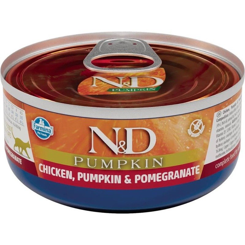 Farmina N&D Cat Pumpkin влажный корм для кошек, с курицей, гранатом и тыквой в консервах -70 г