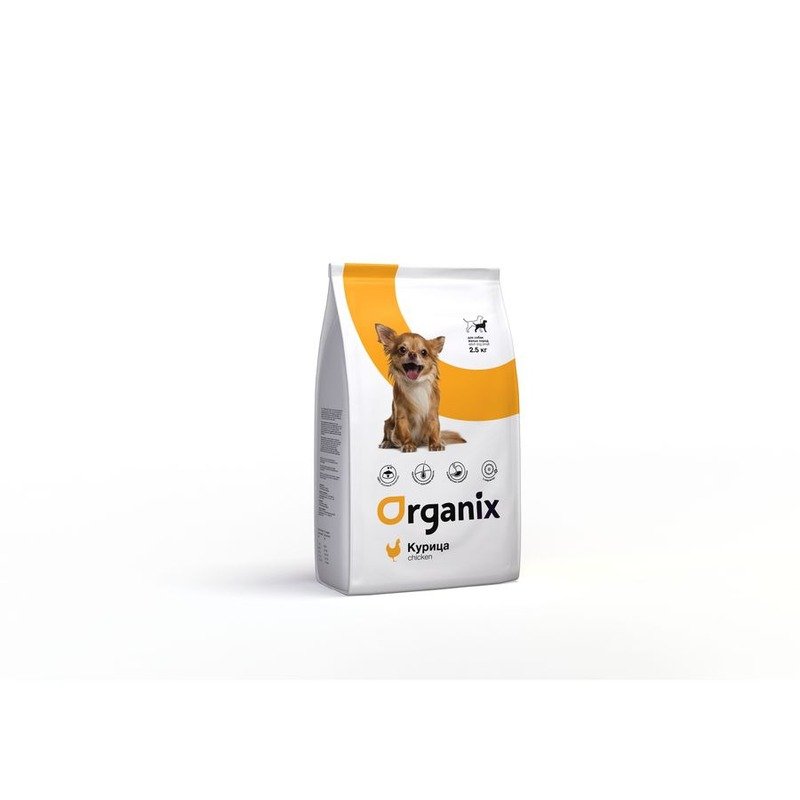 Organix Adult Dog Small Breed Chicken сухой корм для взрослых собак мелких пород, с курицей – 2,5 кг