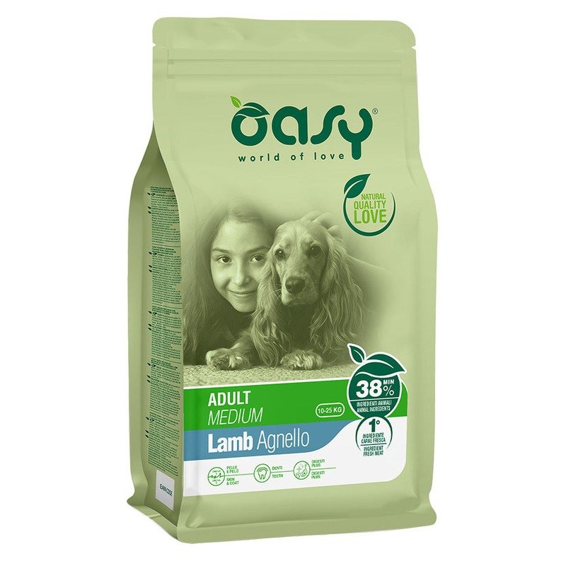 Oasy Dry Dog Adult Medium сухой корм для взрослых собак средних пород с ягненком