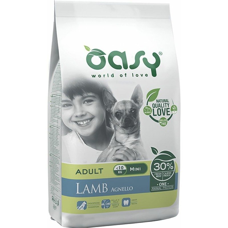 Oasy Dry Dog OAP Adult Small Монопротеин сухой корм для взрослых собак мелких пород с ягненком – 800 г