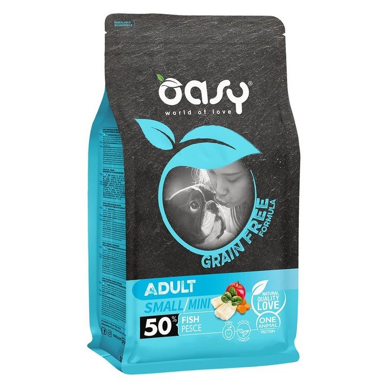 Oasy Dry Dog Grain Free Adult Small сухой корм для взрослых собак мелких и миниатюрных пород беззерновой с рыбой – 800 г