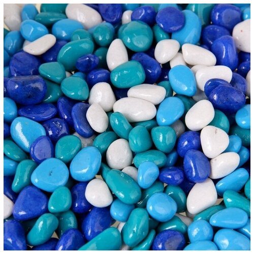 DECOR DE Грунт для аквариума “Галька цветная, голубой-синий-белый-бирюзовый” 800г фр 8-12 мм