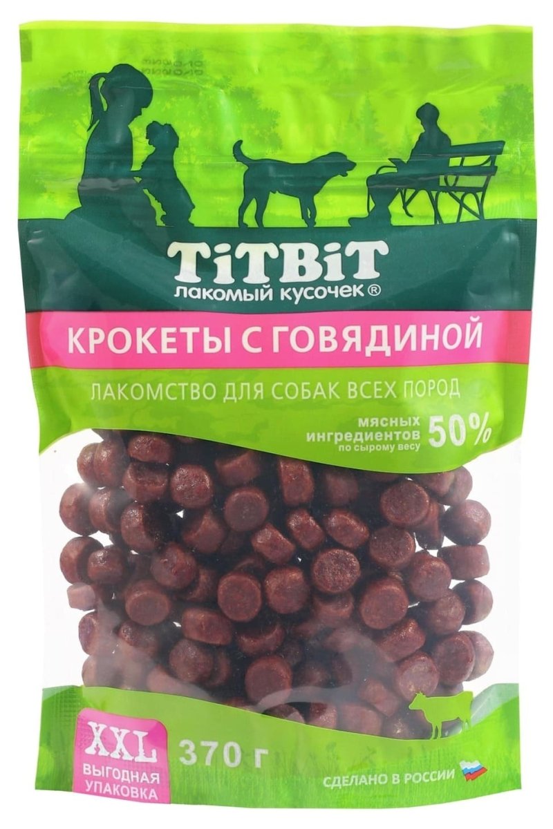 TiTBiT TiTBiT крокеты с говядиной для собак всех пород, выгодная упаковка XXL (370 г)