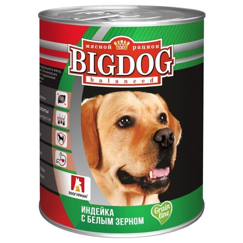 Влажный корм для собак зоогурман Big Dog Индейка с белым зерном 850 г, (1 шт) Grain line