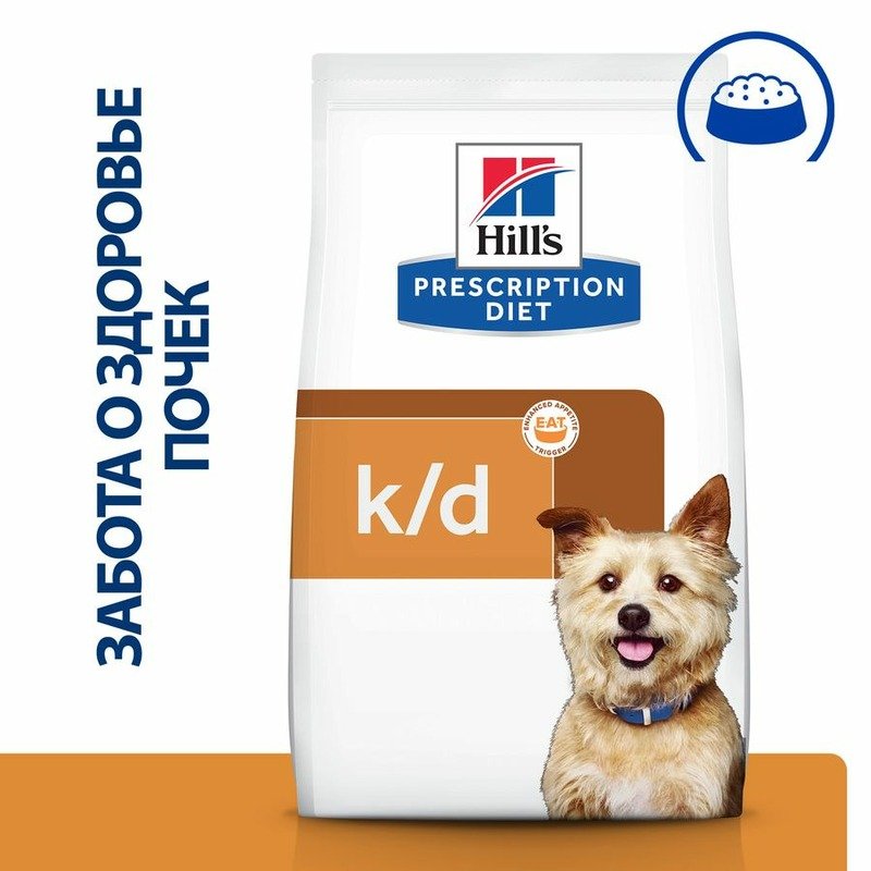 Hills Prescription Diet k/d сухой корм для собак при заболеваниях почек и почечной недостаточности, диетический – 12 кг