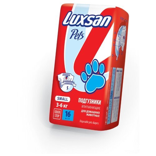 Подгузники для собак Luxsan Pets Small 11х11 см 16 шт. 1 шт. 11 см 11 см красный S