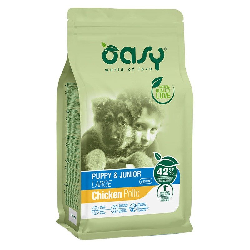 Oasy Dry Puppy & Junior Large Breed Professional сухой корм для щенков и юниоров крупных пород с курицей – 12 кг