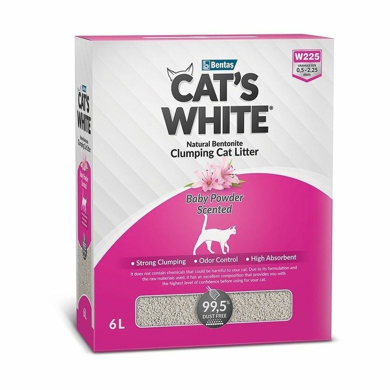 Cats White Box Premium Baby Powder наполнитель комкующийся для кошачьего туалета с ароматом детской присыпки – 6 л