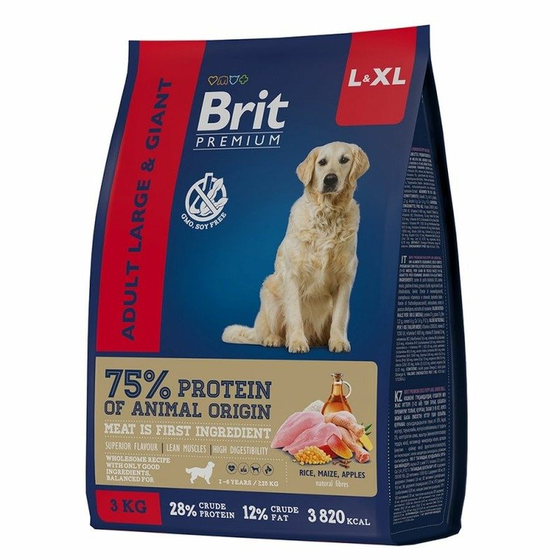 Brit Premium Dog Adult Large and Giant полнорационный сухой корм для собак крупных и гигантских пород, с курицей – 8 кг