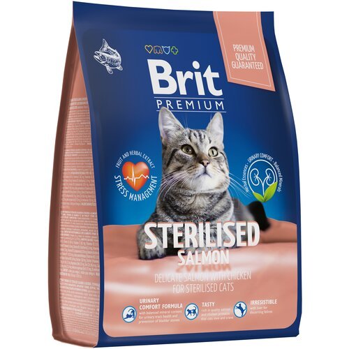 Сухой корм для стерилизованных кошек Brit Premium Sterilised с лососем и курицей 2 кг