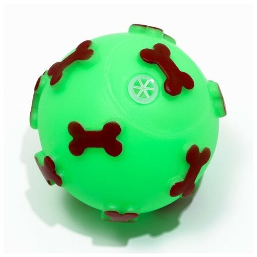 Игрушка пищащая “Мяч Косточки” для собак, 5,5 см, зеленая