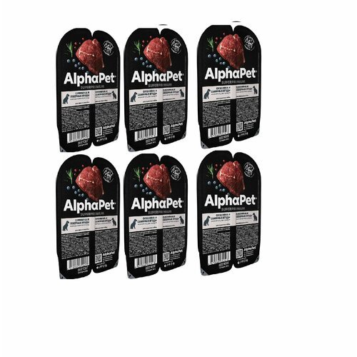 AlphaPet Superpremium ламистер влажный корм для взрослых собак оленина и северные ягоды, 100 гр, 6 уп