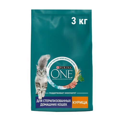 Сухой корм Purina ONE® полнорационный для стерилизованных домашних кошек, с высоким содержанием курицы, 3 кг