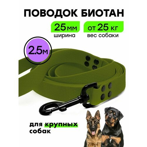 Поводок биотан 2,5 м / 25мм для крупных собак, “Iron”