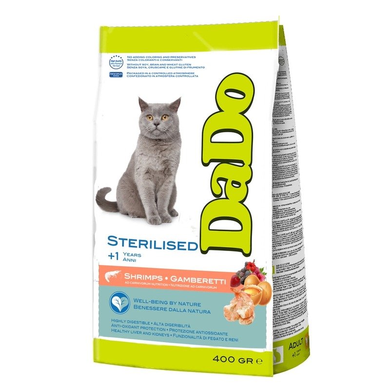 Dado Cat Sterilised Shrimps корм для стерилизованных кошек, с креветками – 400 г