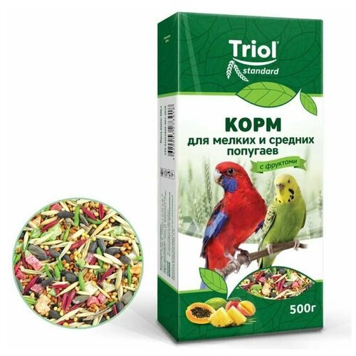 Корм для мелких и средних попугаев с фруктами Триол standart, 500г, 2 упаковки