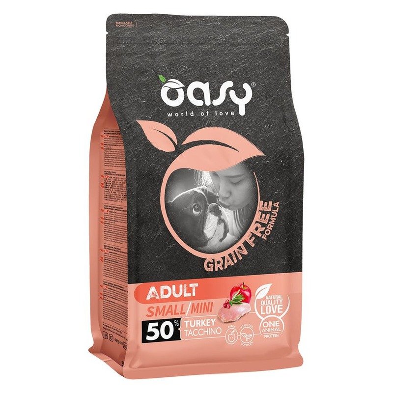 Oasy Dry Dog Grain Free Adult Small сухой корм для взрослых собак мелких и миниатюрных пород беззерновой с индейкой – 800 г