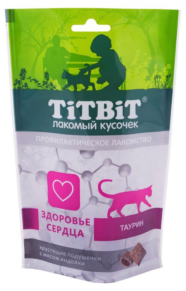 Лакомство для кошек TiTBiT Хрустящие подушечки с мясом индейки для здоровья сердца, 60 г