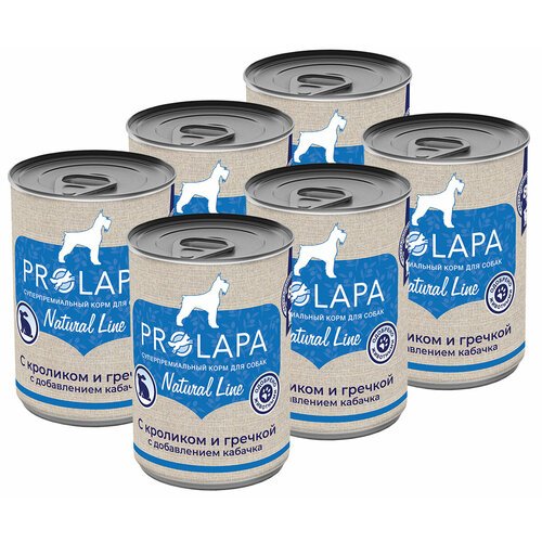 Влажный корм PROLAPA NATURAL LINE для собак с кроликом, гречкой и кабачком (400 гр х 6 шт)