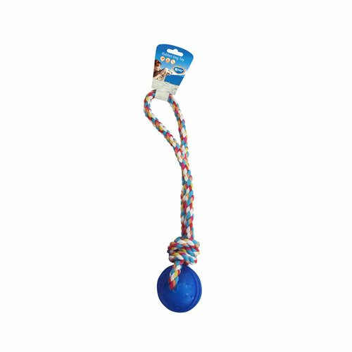 DUVO+ Игрушка для собак веревочная “Мячик с ручкой”, синий, 37cм (Бельгия)