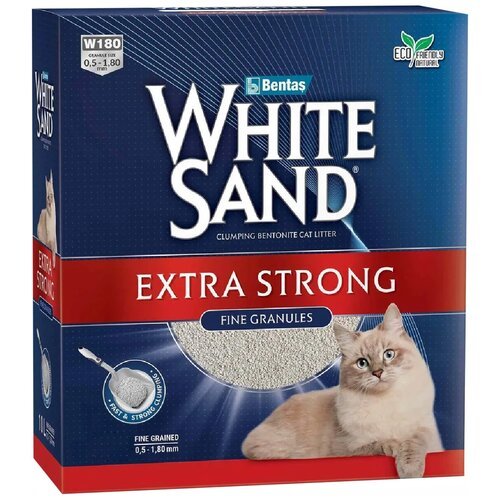 WHITE SAND EXTRA STRONG наполнитель комкующийся для туалета кошек Экстра без запаха (10 л)