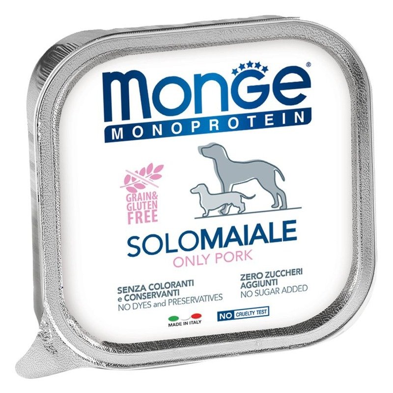 Monge Dog Monoprotein Solo полнорационный влажный корм для собак, беззерновой, паштет со свининой, в ламистерах – 150 г