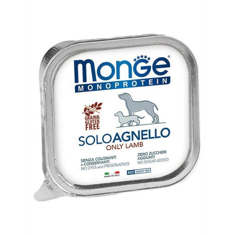 Monge Dog Monoprotein Solo полнорационный влажный корм для собак, беззерновой, паштет с ягненком, в ламистерах – 150 г