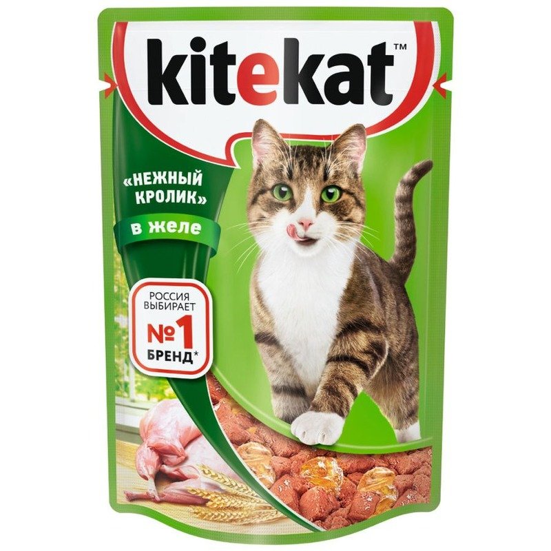 Kitekat «Нежный кролик» влажный корм для взрослых кошек со вкусом кролика в желе, в паучах – 85 г х 28 шт