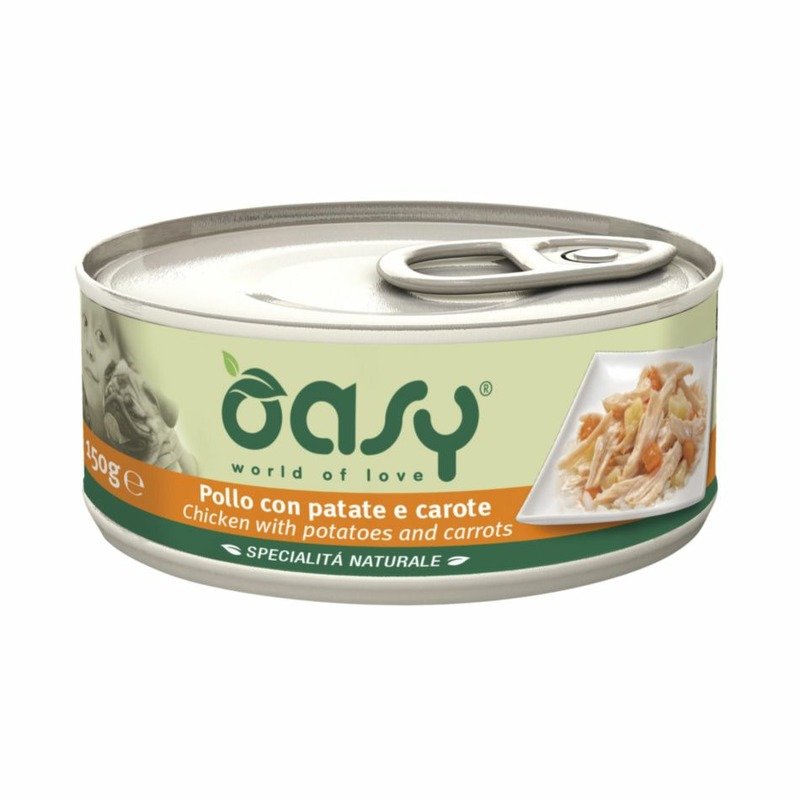 Oasy Wet Dog Specialita Naturali Chicken Potatoes Carrot влажный корм для взрослых собак, дополнительное питание с курицей, картофелем и морковью, в консервах - 150 г