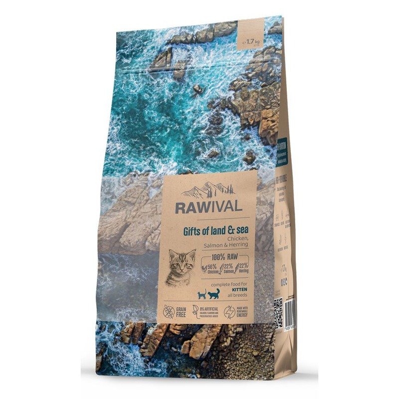 Rawival Gifts of Land & Sea сухой корм для котят, с курицей и рыбой – 1,7 кг