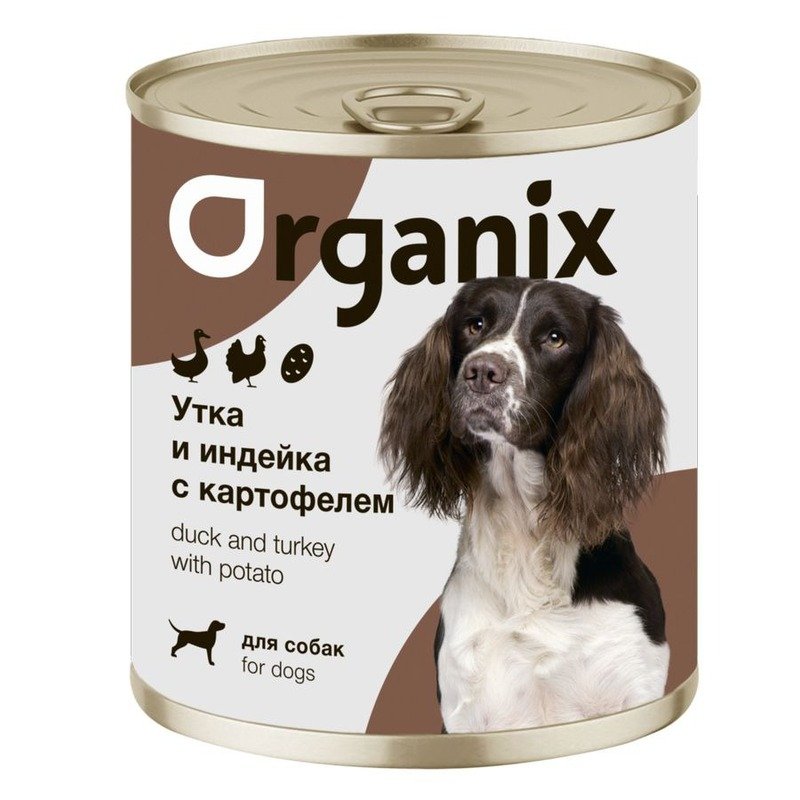 Organix влажный корм для собак, с уткой, индейкой, картофелем, в консервах – 750 г