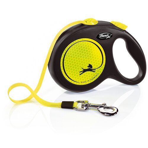 Поводок-рулетка для собак Flexi New Neon L 5 м 4 мм черный/желтый