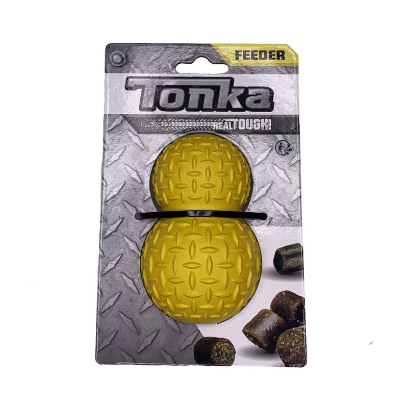 Игрушка-дозатор лакомств для собак TONKA рифленая, цвет желтый 10,2см