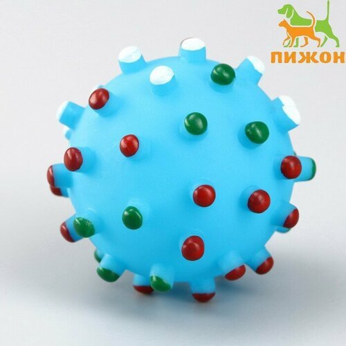 Игрушка для собак Пижон “Бактерия”, пищащая, 6,3 см, голубая