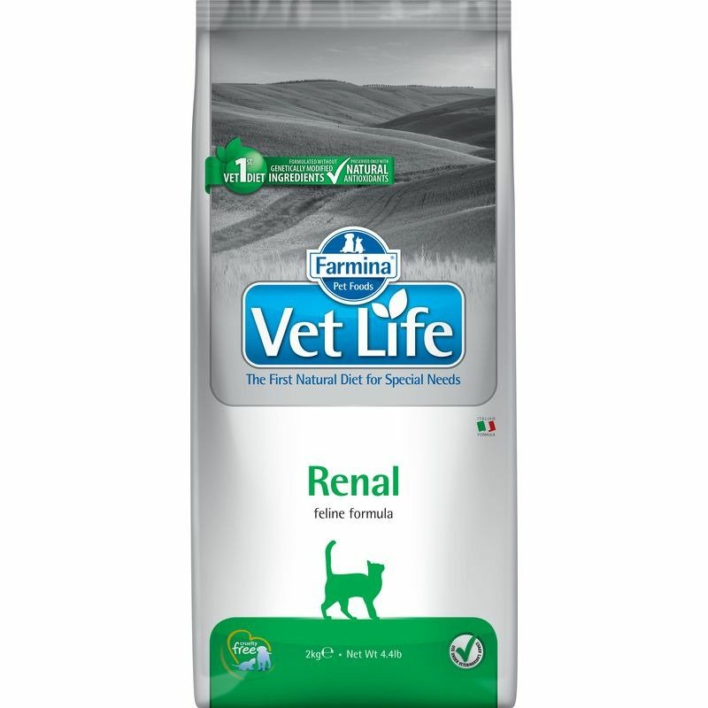 Сухой корм Farmina Vet Life Cat Renal почечная недостаточность, вспомогательное средство в терапии застойной сердечной недостаточности – 2 кг