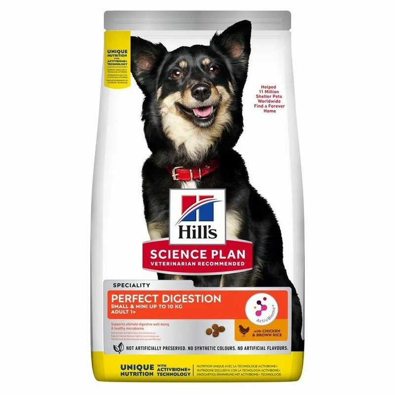 Hills Science Plan Perfect Digestion Adult Small & Mini сухой корм для собак мелких и миниатюрных пород с чувствительным пищеварением, с курицей – 1,5 кг