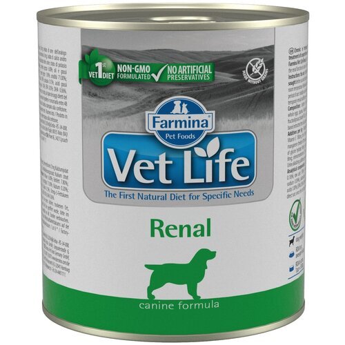 Корм Farmina Vet Life Renal (паштет) для собак, поддержание функций почек, 300 г x 6 шт