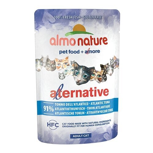 Влажный корм для кошек Almo Nature Alternative, c атлантическим тунцом 24 шт. х 55 г (кусочки в соусе)