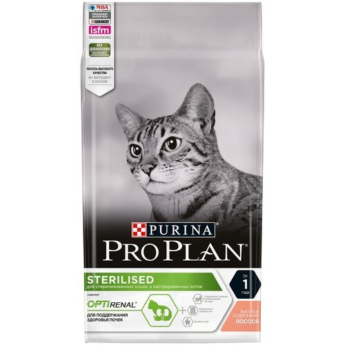 Сухой корм Pro Plan для взрослых стерилизованных кошек и кастрированных котов, с высоким содержанием лосося 1,5 кг х 6шт