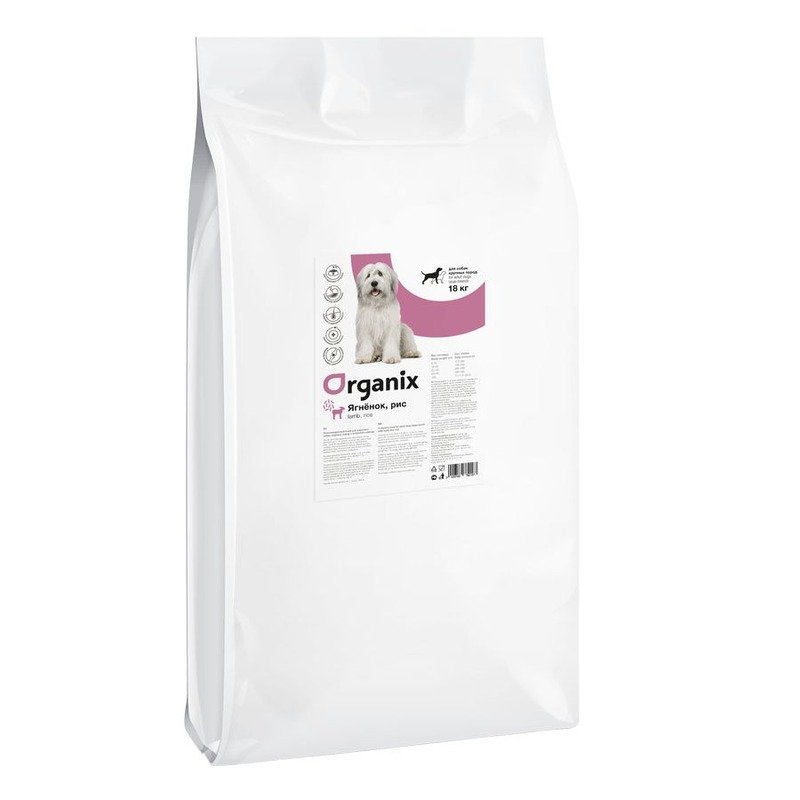 Organix Adult Large Dog сухой корм для собак крупных пород, с ягнёнком и рисом – 18 кг