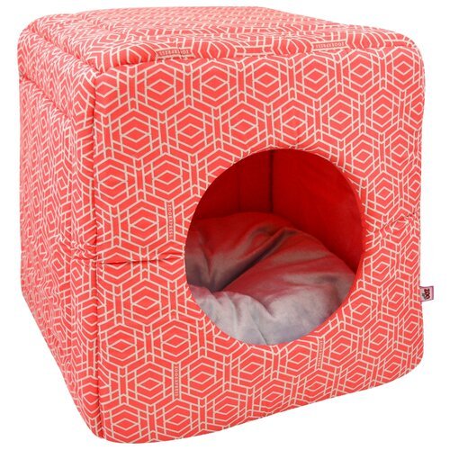 Дом для собак и кошек ZOOexpress куб-трансформер Геометрия №1, 42х42х40 см, коралловый