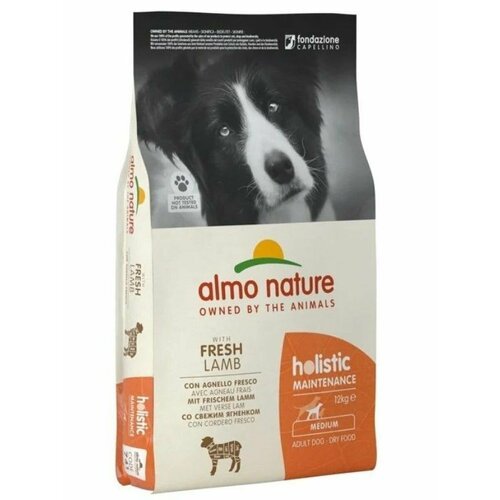Сухой корм для Взрослых собак всех пород Almo Nature (Holistic-Maintenance-Medium), с ягненком, 12 кг.