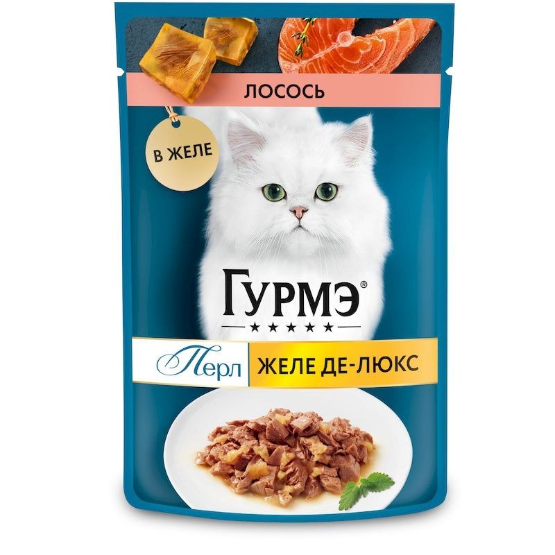 Gourmet Желе Де-Люкс влажный корм для кошек, с лососем в роскошном желе, в паучах – 75 г