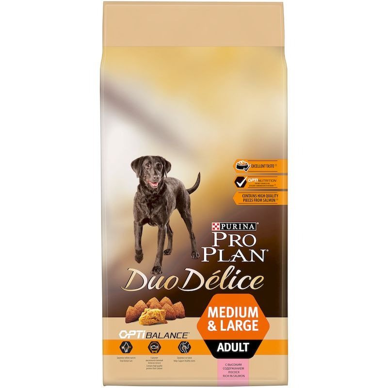 Purina Pro Plan Duo Delice сухой корм для взрослых собак средних и крупных пород, с высоким содержанием лосося – 10 кг