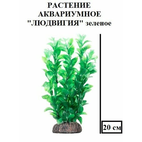 Растение “Людвигия”, зеленое, 200мм, декорация для аквариума, мягкая, красивая, не травмирует рыбу