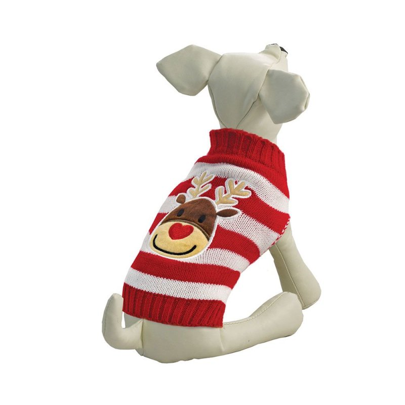 Свитер для собак TRIOL “Оленёнок” M, красно-белый, размер 30см